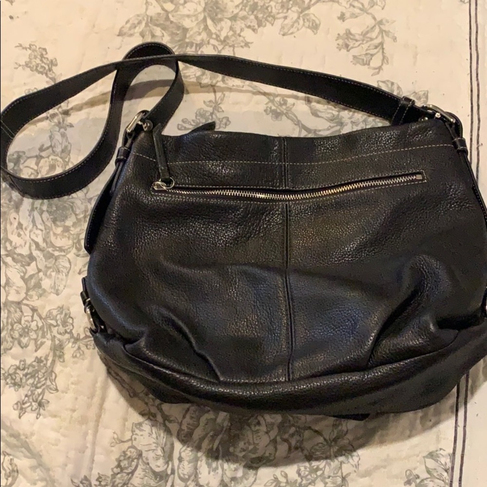 Coach black and teal shoulder purse